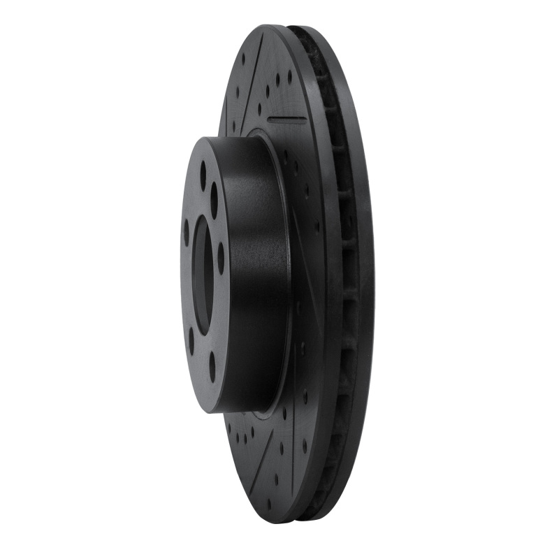 Volkswagen EuroVan Brake Rotor (1) - Front Left - R1 Concepts - Drilled & Slotted - Black - `96-`00